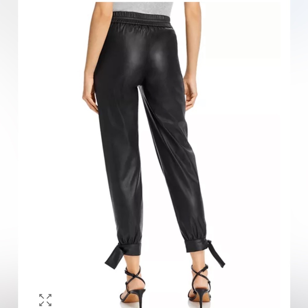 Rebecca Taylor Black Vegan Leather Ankle Tie Pants size 6 - Picture 2 of 9